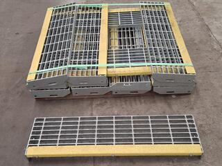 14 Galvanised steel stair treads with yellow nosing