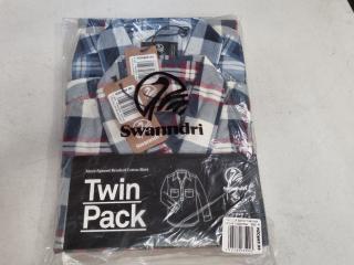 Swandri Men's Egmont Brushed Cotton Shirts, Twin Pack, Size Medium