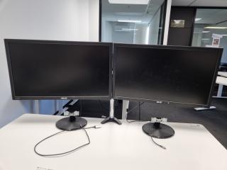 2x Asus 27" Full HD LED Monitors w/ Dual Monitor Desk Stand