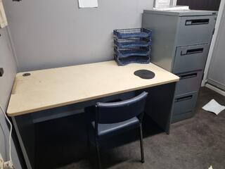 Office Desk, Chair, 4-Drawer File Cabinet, Paper Tray