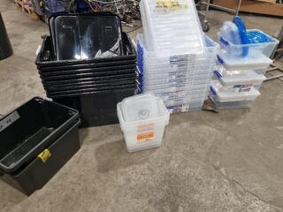 Assorted Plastic Storage Bins
