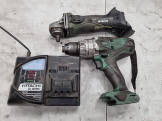 Hitachi 18V Cordless Drill and Angle Grinder w/ Charger