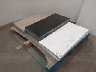 15 x Polished Marble Tiles Of Assorted Design/Colour