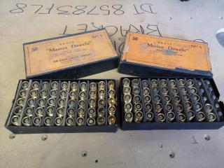 100x Vintage Antique Pattern Makers Brass Master Dowels, Size 5