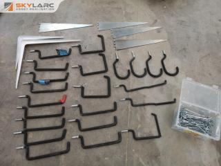 Assorted Lot of Wall & Ceiling Hooks, Brackets