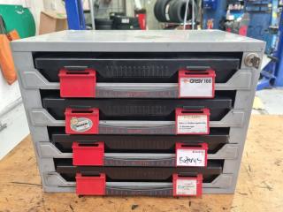 Wurth 4-Drawer Cabinet w/ Assorted Bolts, Batteries, Clamps