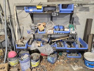 Wall Mounted Rack and Contents of Bolts 
