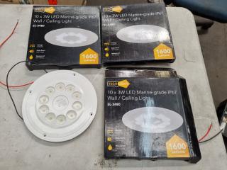 4x Techlight Marine Grade IP67 LED Wall / Ceiling Lights