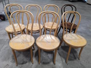 7x Wooden Cafe Chairs