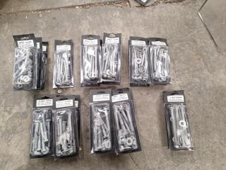 Assorted M10 Galvanised Coach Screws, Coach Bolt and Nut