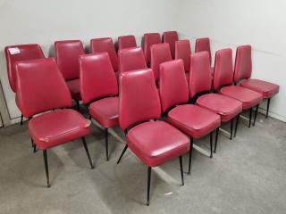 17x Vintage Padded Red Vinyl Chairs for Cafe or Office