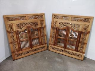 3x Vintage Wooden Mirrors w/ Doors