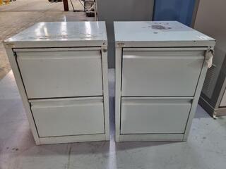 2x Vintage Maxim 2-Drawer Steel File Cabinets