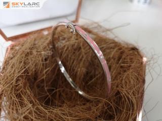 Kristen Ash Sterling Silver Pink Flower Bangle Bracelet