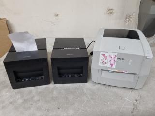 2x Thermal Receipt & 1x Label Printers by Deli