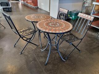 2x Stylish Classic Cafe Tables w/ 3x Chairs Sets