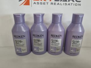 4 Bottles Redken Shampoo and Container