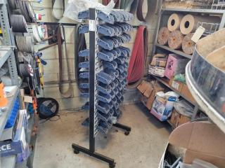 Mobile Doube Sided Parts Bin Storage Rack