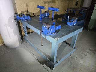 Large Double Sided Workbench with Vices  