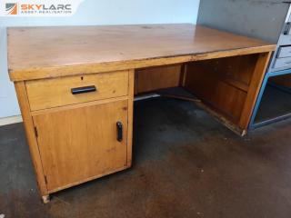 Vintage Timber Office Desk w/ Builtin Drawers