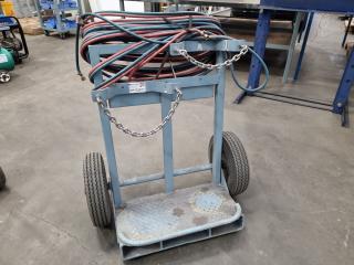 Dual Bottle Welding Gas Trolley w/ Hose & Torch