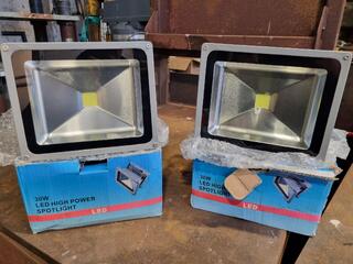 2x LED 30W Spotlights, New