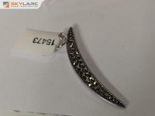 Moon Crescent Macasite Pendant | Sterling Silver | KIRSTIN ASH