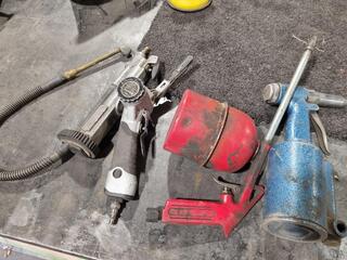 4x Air Tools, Sander, Applicator, Rivet Gun, Tyre Inflator