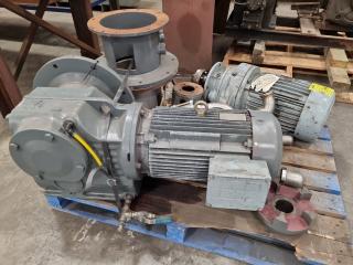 2x 3-Phase Electric Induction Motors + 1x Right Angle Gearbox