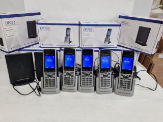5x GrandStream DECT DP730 Office VolP Phones w/ 2x Base Stations