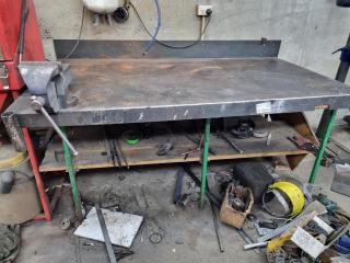 Steel Topped Workbench w/ Record Vice