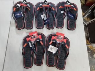 Skellerup Red Band Jandals, 5x Pairs, Sizes 11-12 & 13-14