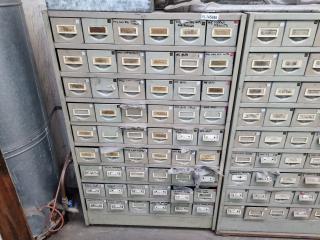 54-Drawer Steel Parts Bin Cabinet with Contents