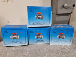 4x PVC True Union Ball Valves, 50mm size