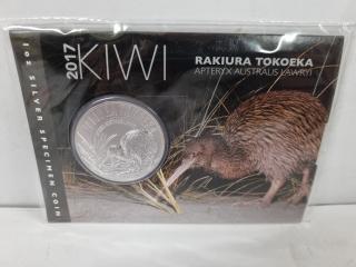 2017 Silver Specimen Kiwi Coin Rakiura Tokoeka
