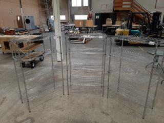 3 x Stainless Steel Wireframe Shelving Units