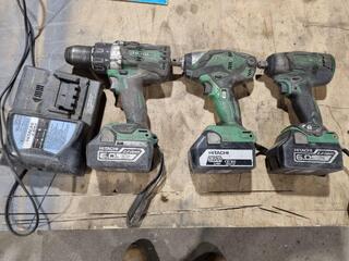 3x Hitachi 18V Power Tools w/ Batteries & Charger