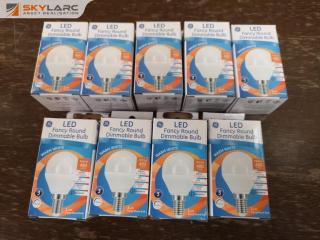 9x LED Fancy Round Dimmable 6.2W Light Bulbs by GE, New