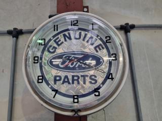 Neon Genuine Ford Parts Wall Clock, Neon is faulty