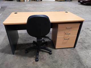 Office Desk Workstation w/ Mobile Drawer & Chair