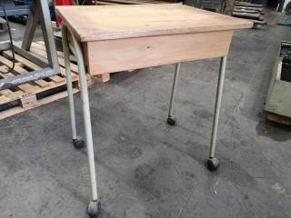 Vintage Wood & Metal Mobile School Desk