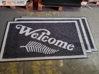 3x Carpeted Welcome Fern Leaf Floor Mats, Commercial Grade,, 840x1500mm