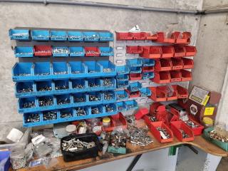Assorted Fastening Hardware w/ Bins