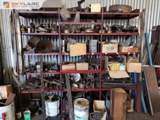 Heavy Duty Steel Workshop Storage Shelving w/ Assorted Parts & Components
