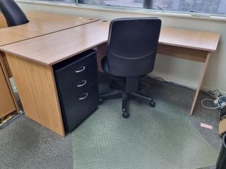Office Corner Desk w/ Mobile Drawers, Chair