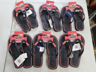 Skellerup Red Band Jandals, 6x Pairs, Sizes 9-10