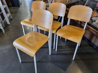 4x Wood & Metal Cafe Chairs