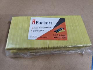 100x Pack of H-Packers, 2mm, Yellow, Bulk