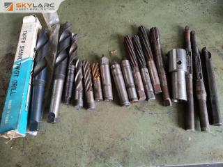 27x Assorted Milling Reamers, Bits, Taper Shank Drills, & More