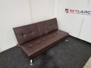Brown Faux Leather Collapsible Reception Couch/Lounger